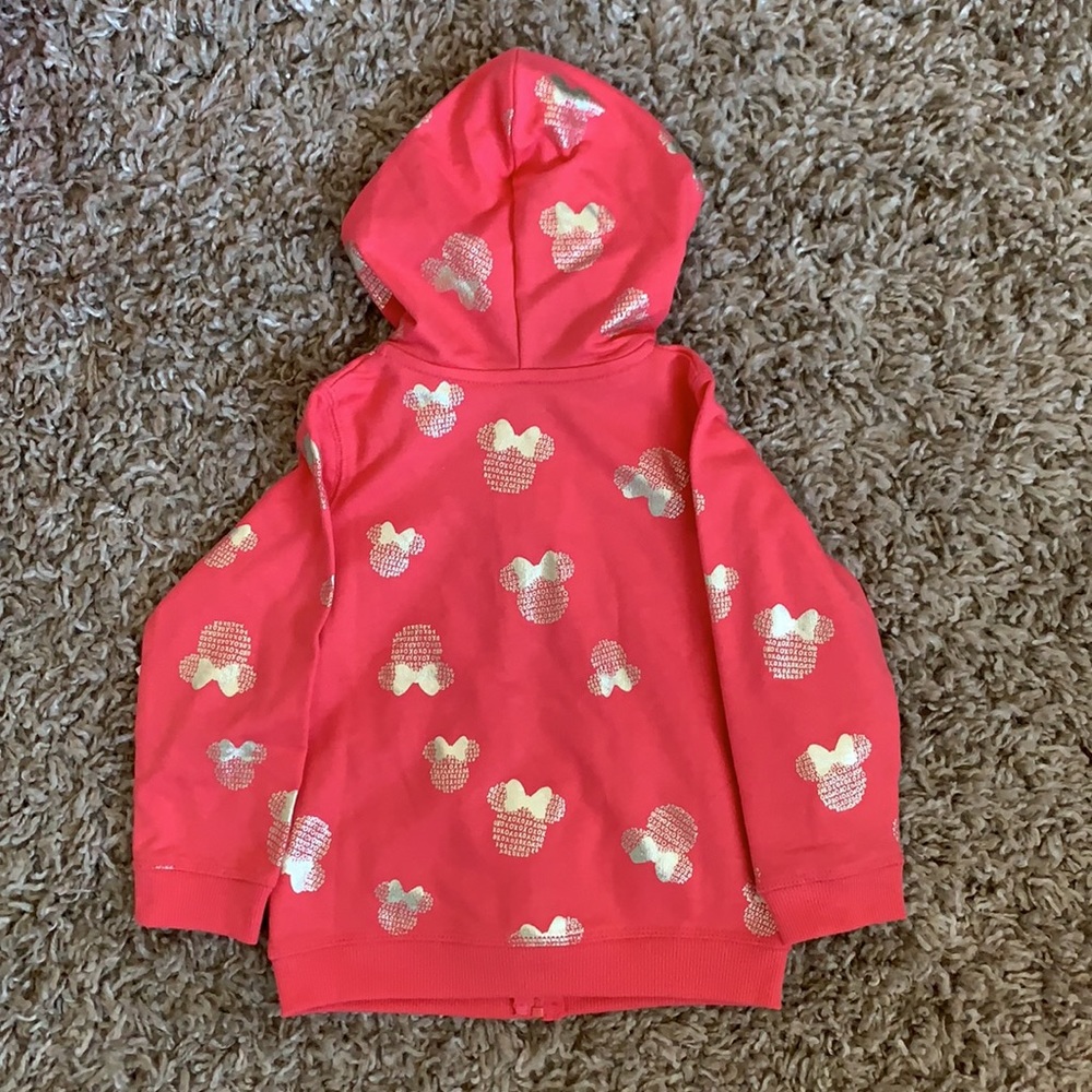 Baby girl Minnie Mouse coral French terry hoddie - Picture 2 of 3